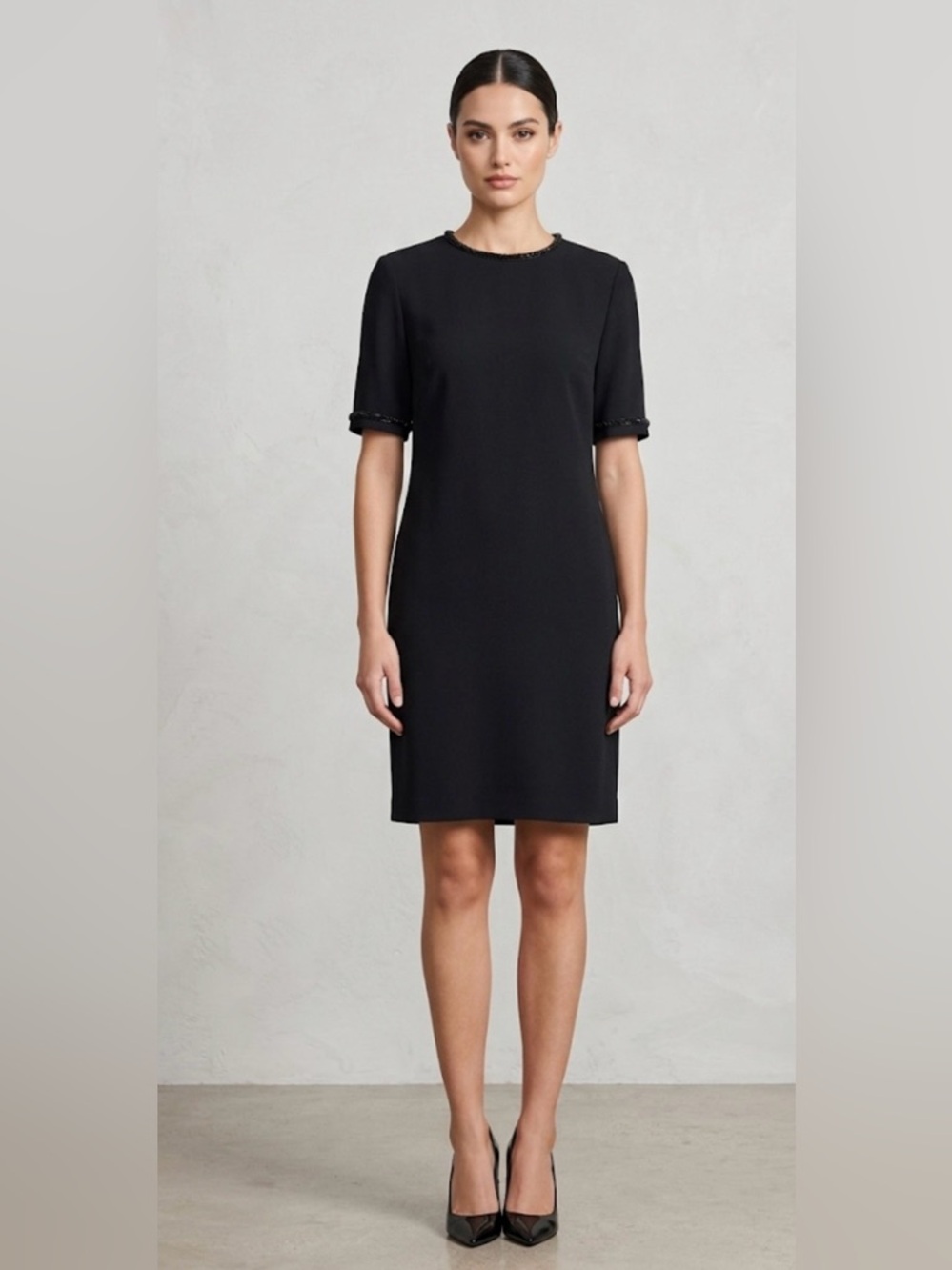 Badgley Mischka shift dress beaded Trim size 14